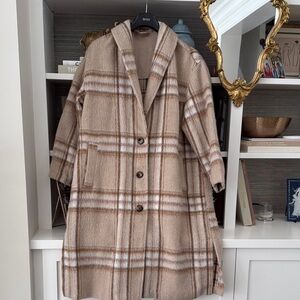 Tan and Cream Plaid Coat